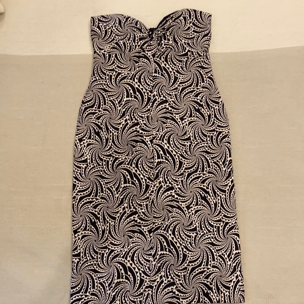 Strapless black & beige Nicole Miller dress